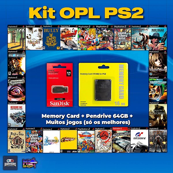 Kit OPL 64GB para PS2 SLIM - KIT OPL PREMIUM 100% ATUALIZADO 2026!