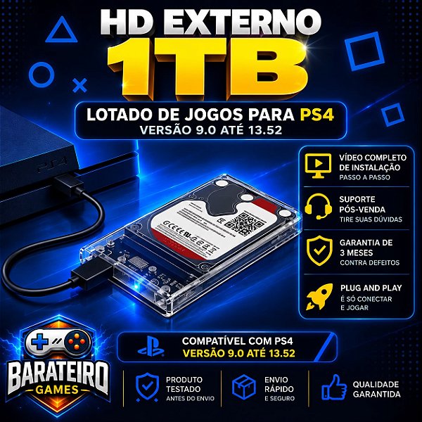HD 1TB PARA PLAYSTATION 4 - Versão: 9.0 até 13.52