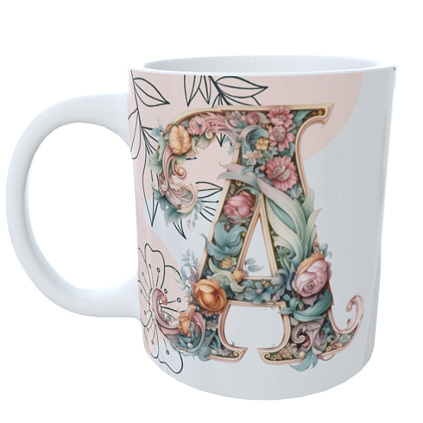 Caneca Alfabeto Floral