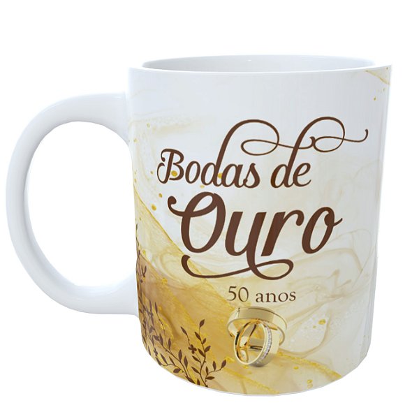 Caneca Bodas de Ouro com Foto