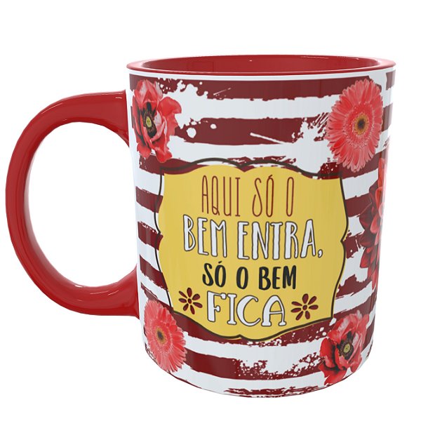 Caneca Floral Vermelha com Foto