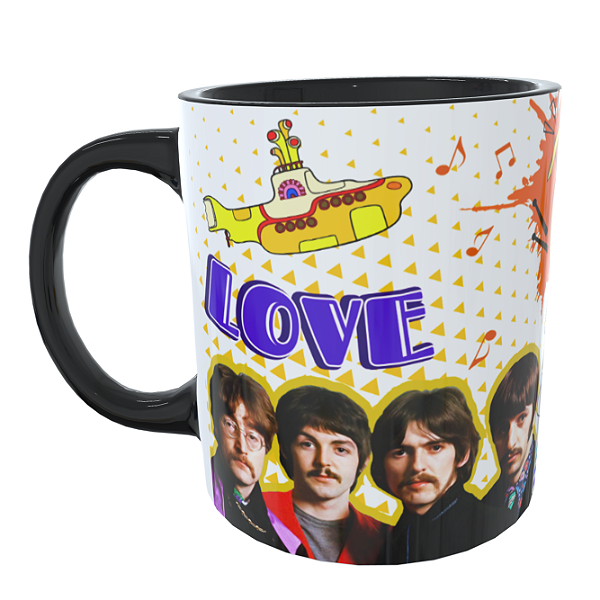 Caneca Preta  Beatles Love