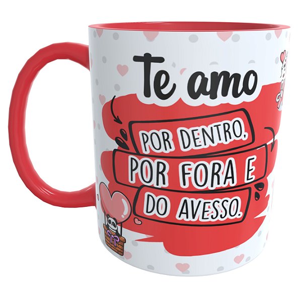 Caneca Vermelha Te amo Te quero
