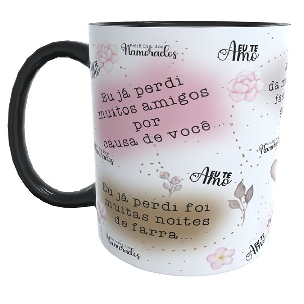 Caneca Preta Frases Românticas