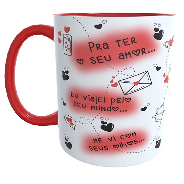 Caneca Vermelha Frases Românticas