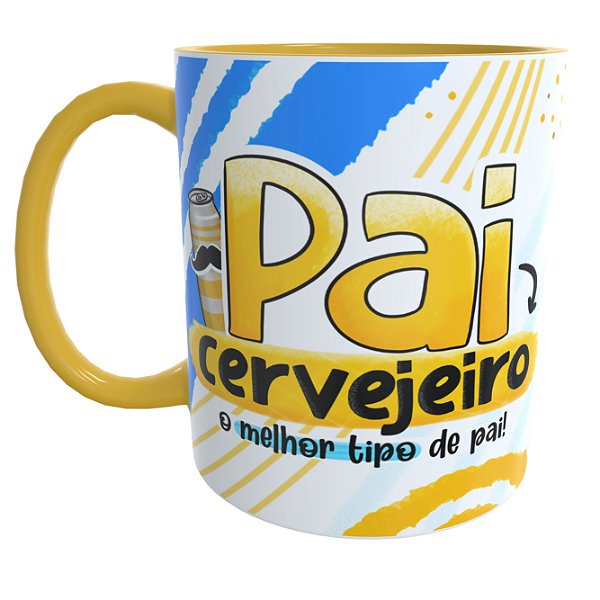Caneca Amarela Melhor Pai com Cerveja
