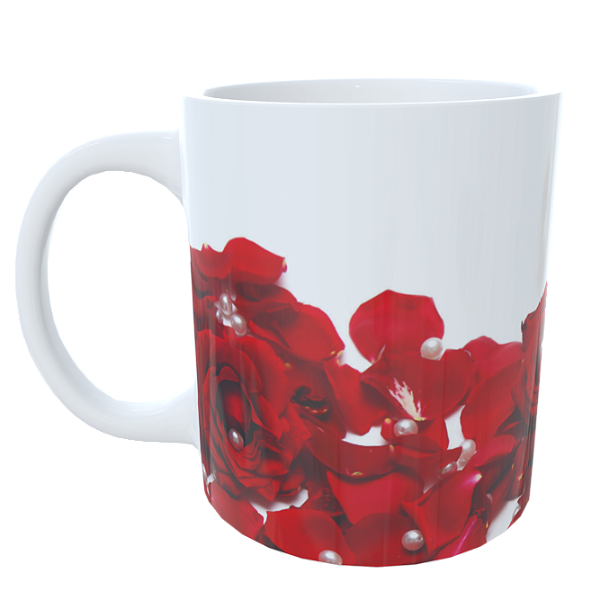 Caneca Floral Rosa Vermelha
