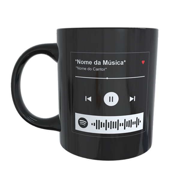 Caneca Com Foto e Música Spotify (Mod.1) 100% Preta