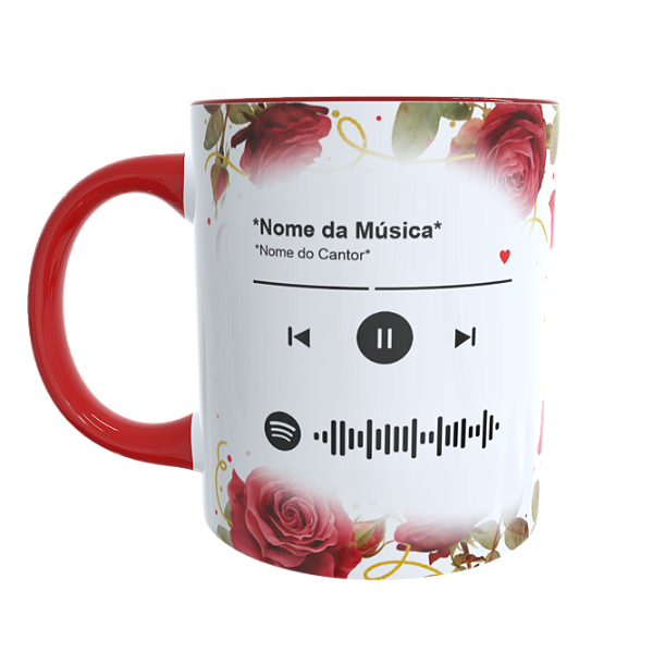 Caneca Vermelha Com Foto e Música Spotify (Mod.5)