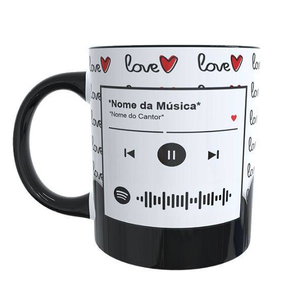Caneca Preta Com Foto e Música Spotify (Mod.7)