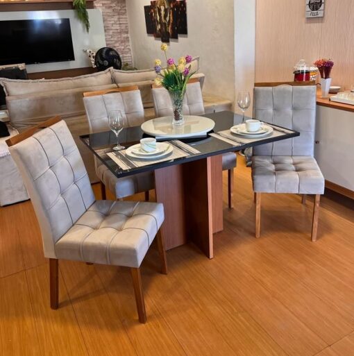 Mesa de Jantar Los Angeles 120x80 c/ 4 cadeiras madeira maciça