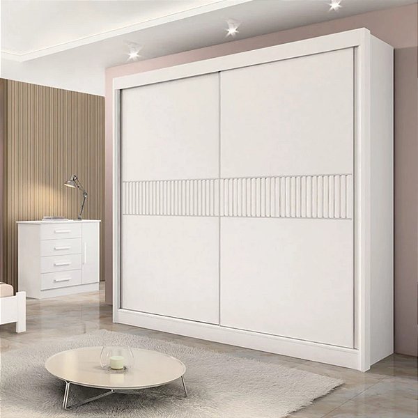Roupeiro Guarda-Roupa Cancun 2P 6G c/ Detalhe Ripado 100% MDF  2,20m - D Doro