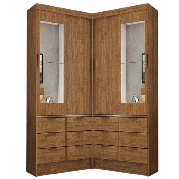 Roupeiro Closet Sevilha  4P c/ 2 Espelho 12 Gavetas - Carioca