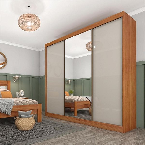 Roupeiro Guarda-Roupa Dakar c/espelho 3P 4G - Tcil