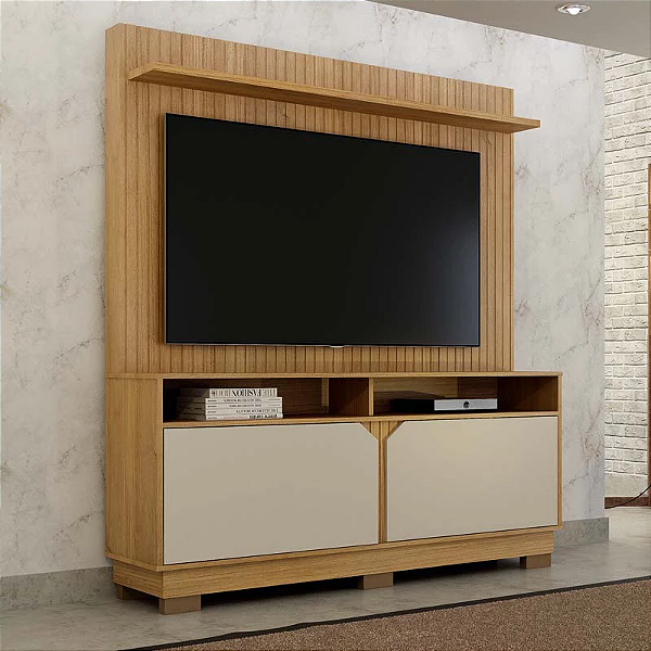 Home Berlim Painel Fresado 1,35m p/ TV até 55" - Valdemoveis