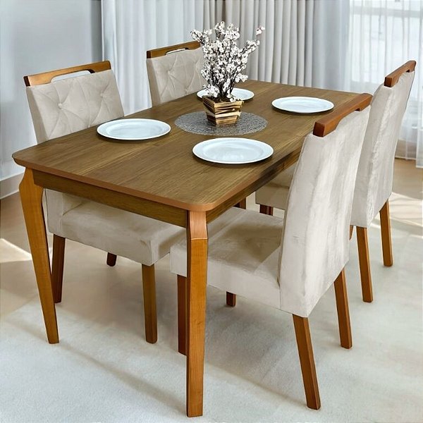 Mesa Alegra Laminado 120x80 c/ 4 Cadeiras Yasmin