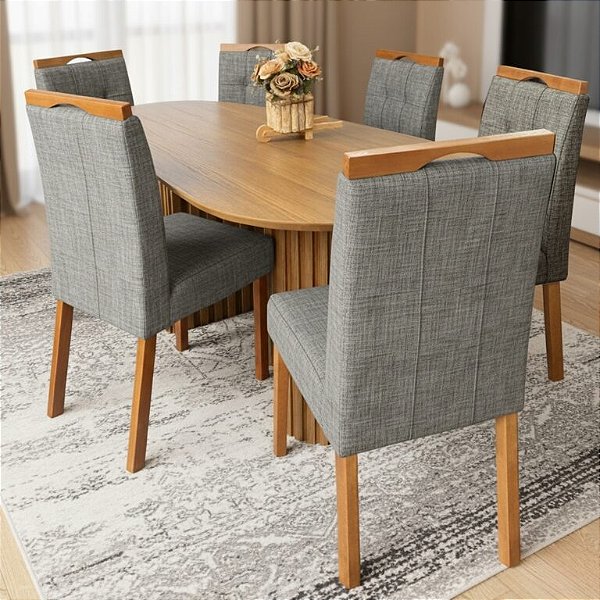 Mesa Isis 1,80m c/ 6 Cadeiras Madeira Maciça