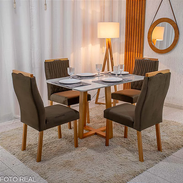 Mesa de Jantar Pedro 120x80 c/ 4 cadeiras madeira maciça
