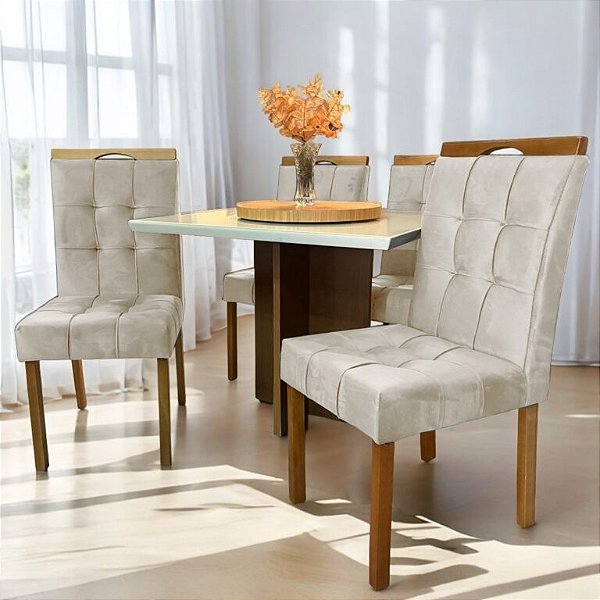 Mesa Salinas 90x90 c/ 4 cadeiras madeira maciça