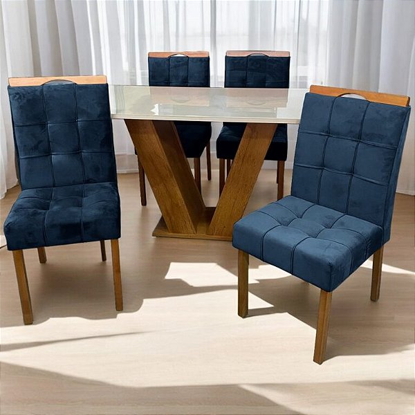 Mesa Classic 120x80 c/ 4 cadeiras madeira maciça