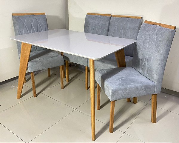 Mesa de Jantar Jade 120x80 c/ 4 Cadeiras Madeira Maciça