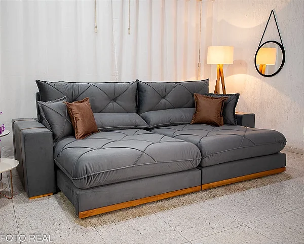 Sofá Retrátil e Reclinável Gran Bello 2,90m - D33 e Molas Ensacadas