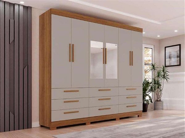 Roupeiro Guarda Roupa Dinamarca 6P9G c/ espelho