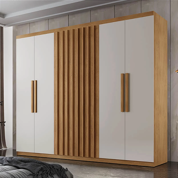 Roupeiro Guarda-Roupa Cairo 6P Ripado 1,80m - 100% MDF