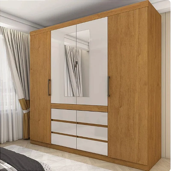 Roupeiro Guarda-Roupa Império 4P6G c/ espelho 2m