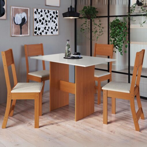Mesa de Jantar Karla 108x68 c/ 4 Cadeiras 100% MDF