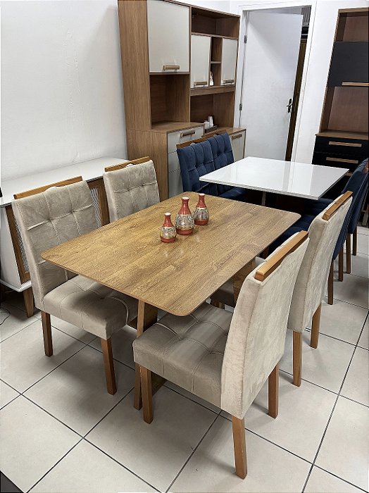 Mesa de Jantar Dubai 120x80 c/ 4 Cadeiras Madeira Maciça
