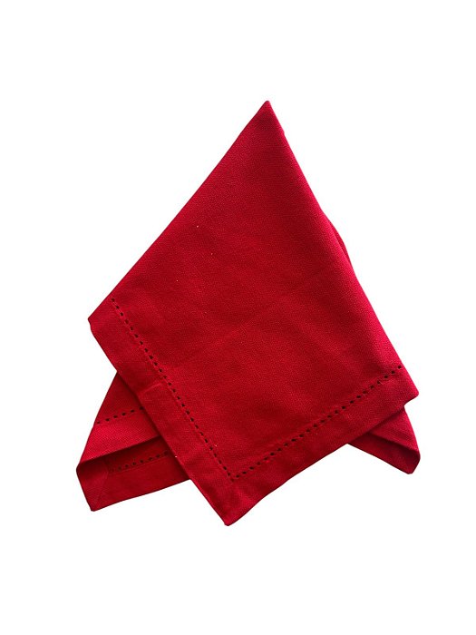 Guardanapo Ponto Ajour 100% Algodão Vermelho