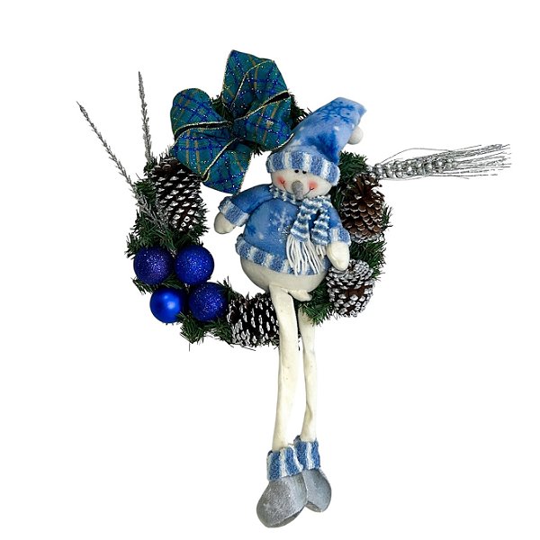 Guirlanda Natalina Azul com Boneco de Neve