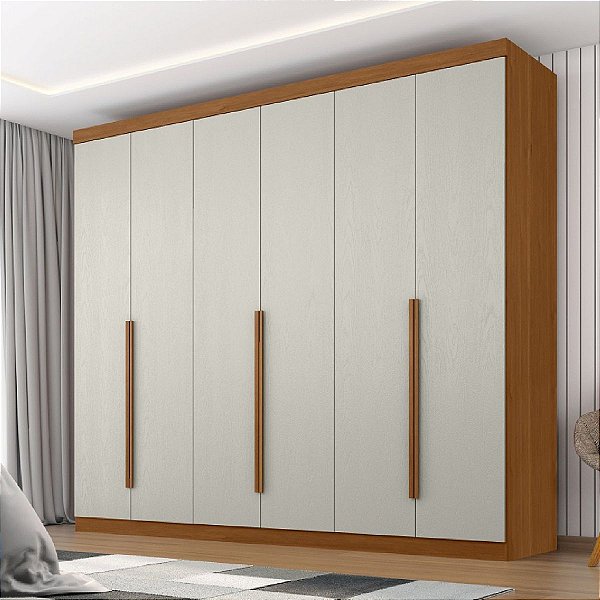 Guarda Roupas Zanzini New Monumental 6 Portas 4 Gavetas 271cm Cinamomo/Areia
