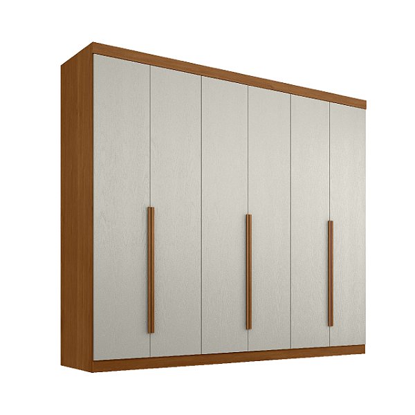 Guarda Roupas Zanzini New Monumental 2,40m x 2,71m Casal 6 Portas Cinamono com Areia