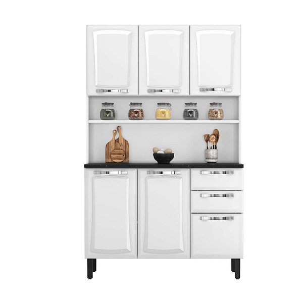 Kit Cozinha Compacta Itatiaia Pratika 6 Portas 2 Gavetas 120cm Branco