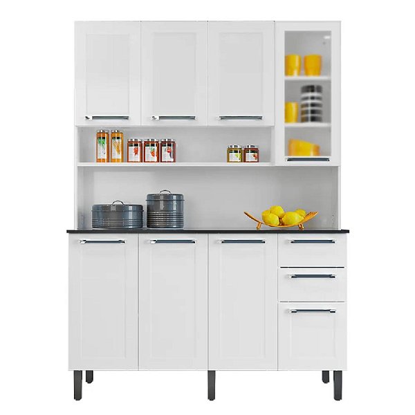 Kit Cozinha Compacta Itatiaia Florença 8 Portas 2 Gavetas 140cm Branco