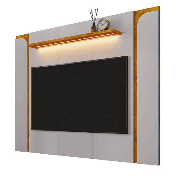 Painel Para TV até 75 Polegadas Bechara Maresias Naturalle com Off White