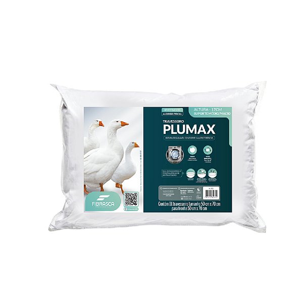 Travesseiro Plumax Percal 50x70cm Altura Regulável e Lavável em Máquina