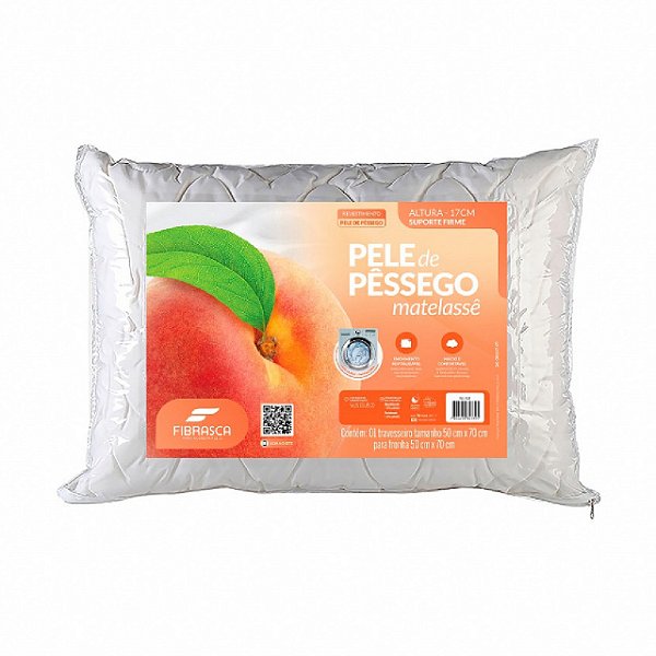 Travesseiro Fibrasca Pele de Pêssego Matelassê 50x70cm Lavável em Máquina