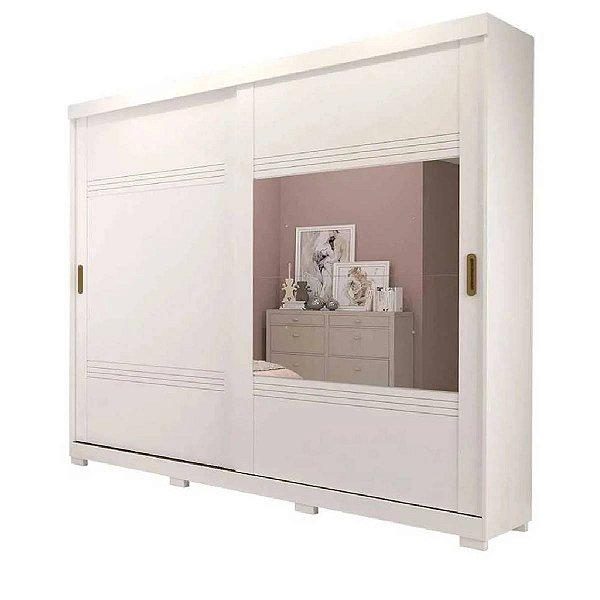 Guarda Roupa Casal com Espelho 2 Portas 4 Gavetas Blumenau Panan Cinamomo/Off