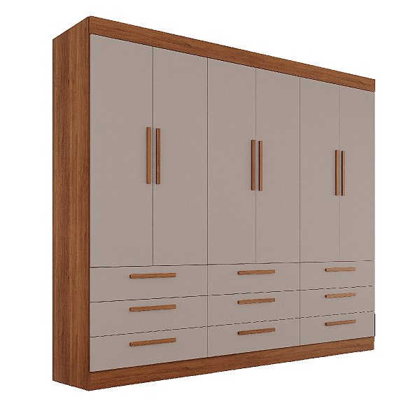 Guarda Roupa Casal 6 Portas 9 Gaveta Dinamarca Salleto Cinamomo com Off