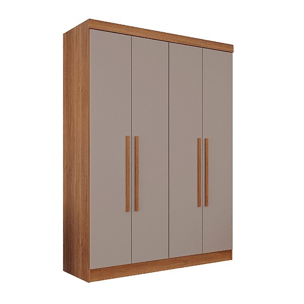 Guarda Roupa Salleto Recife Solteiro 4 Portas 2 Gavetas Salleto Cinamomo/Off White