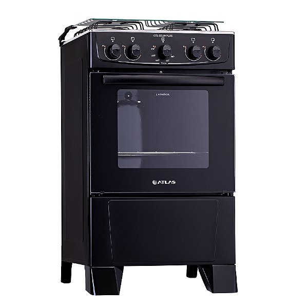 Fogão Atlas Coliseum Plus 4 Bocas Preto com Forno 50 L Limpa Fácil