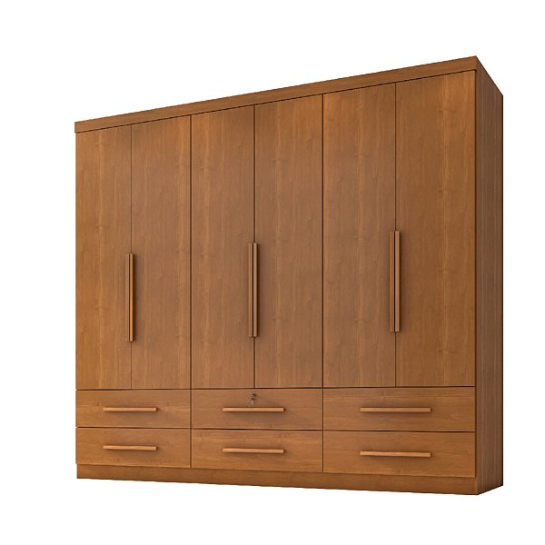 Guarda Roupa Zanzini Maximus Plus 6 Portas 6 Gavetas 230cm × 230cm × 46 cm Cinamomo