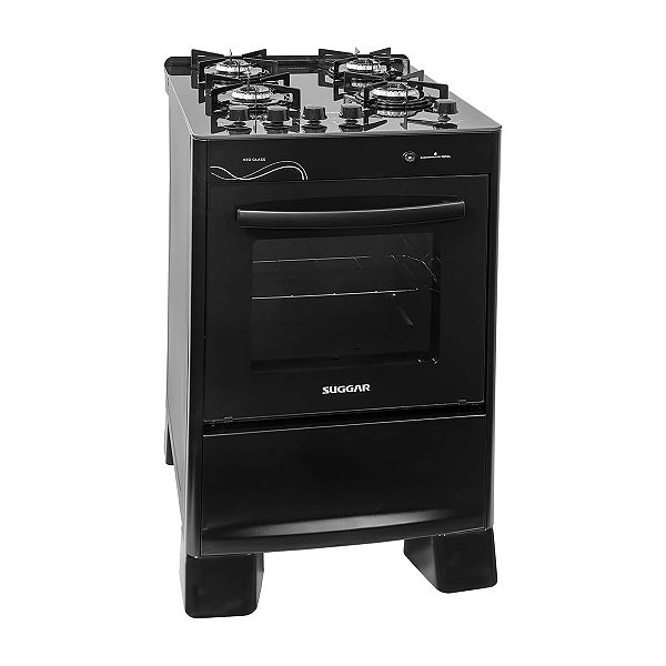 Fogão Suggar Neo Glass 4 Bocas Preto Mesa Vidro FGVNG410PT