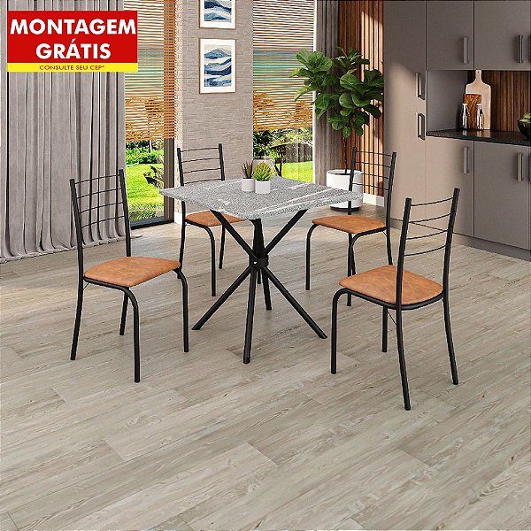 Mesa de Jantar Quadrada Teixeira Ipanema com 4 Cadeiras Jambo