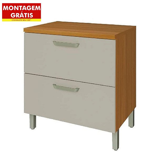 Balcão de Cozinha Nesher Modulado Princesa 1 Porta 1 Gaveta Freijó/Off White