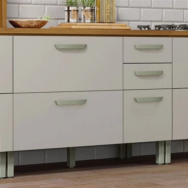 Balcão de Cozinha Nesher Princesa Modulado 2 Portas e 3 Gavetas Freijó/Off White