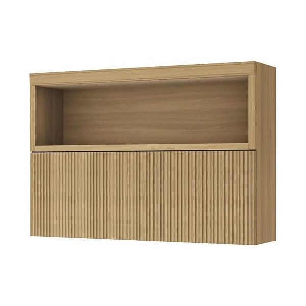 Armário Aéreo 120cm 1 Porta e Nicho Nesher Marquesa Nature com Verde